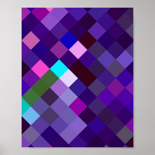Poster Padrão ixelado - Roxo (Frente)