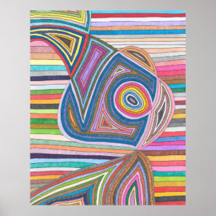 Poster Padrão Listrado Geométrico Abstrato Vibrante