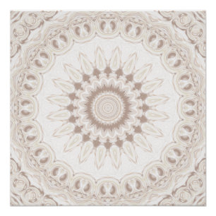 Póster Padrão Mandala Bege e Creme