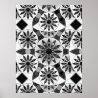 Padrão Mandala, preto, branco e Cinza