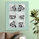 Póster Padrão Mint Chevron com Colagem de Fotos Trendy 6<br><div class="desc">Use imagens de conta Instagram ou outros aplicativos populares de compartilhamento com seis fotos quadradas para criar um presente exclusivo e pessoal. Ou você pode ficar com o filhote hipster e fazer uma moda. Se precisar ajustar as fotos,  clique na ferramenta personalizar para fazer alterações.</div>