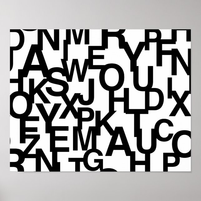 Poster Padrão moderno, abstrato, confuso com letras (Frente)