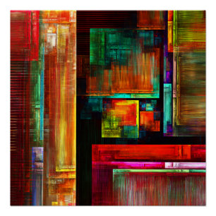 Póster Padrão Moderno de Abstrato de Arte Quadrados Color