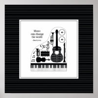Padrão moderno de instrumentos musicais em preto e