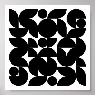 Poster Padrão moderno de minimalismo branco e preto