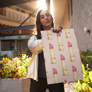 Poster Padrão Moderno de Pink e Lábpau Vermelho Cinza