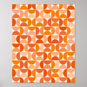 Poster Padrão Moderno do meio século Laranja
