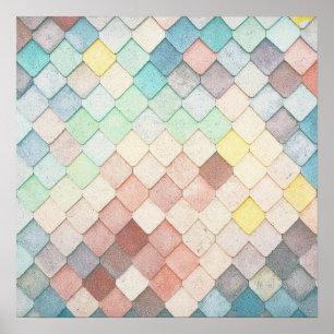 Poster Padrão Mosaico Colorido