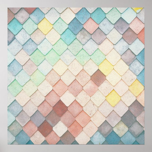 Poster Padrão Mosaico Colorido (Frente)