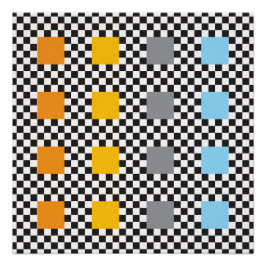 Póster Padrão multicolorido verificado e grandes quadrado