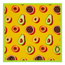 Póster Padrão Na moda Neon Fruta