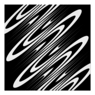 Póster padrão ondulado orgânico liso preto e branco