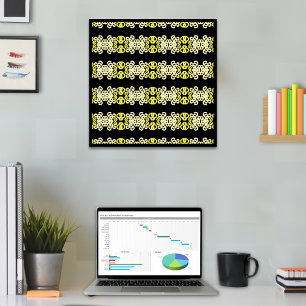 Poster Padrão ouro Amarelo de Stripe Ornamental Sem Costu