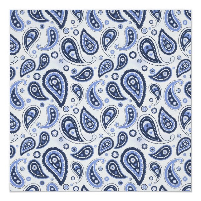 Póster Padrão Paisley Azul (Frente)