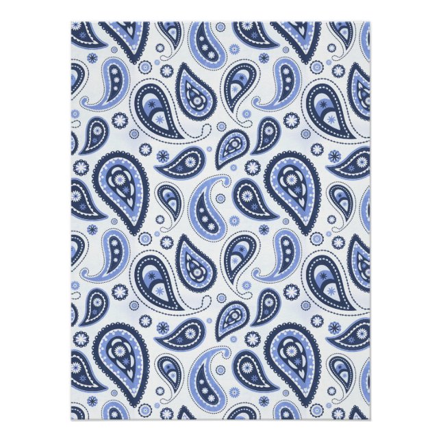 Póster Padrão Paisley Azul (Frente)