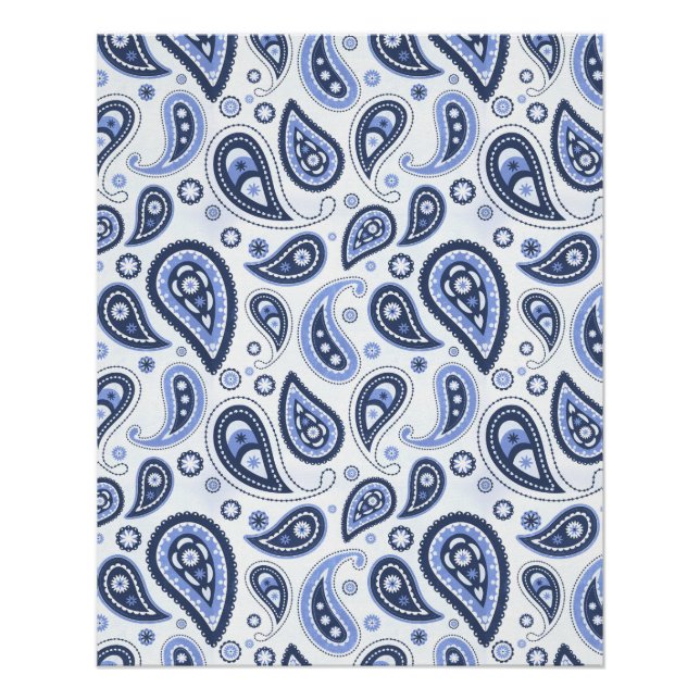 Póster Padrão Paisley Azul (Frente)