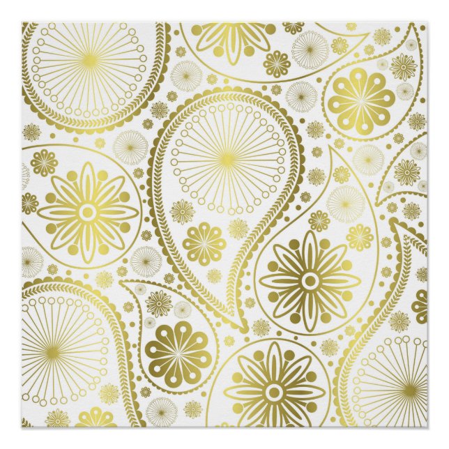 Póster padrão paisley Dourado (Frente)