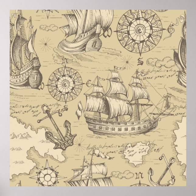 Poster Padrão perfeito de abstrato de colheita no tema de (Frente)