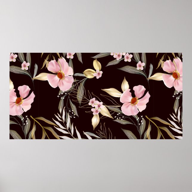 Poster Padrão perfeito de vindima com folhas de ouro. Exó (Frente)