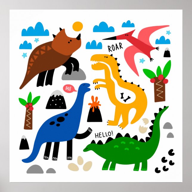 Poster Padrão perfeito dos dinossauros (Frente)