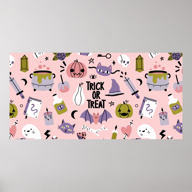 Poster Padrão perfeito para o Halloween com um carro fofo (Frente)