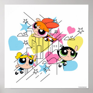 Poster Padrão Powerpuff Girls Townsville