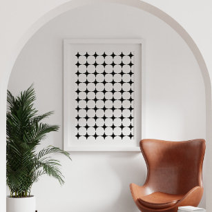 Poster Padrão preto e branco moderno de Meio século simpl