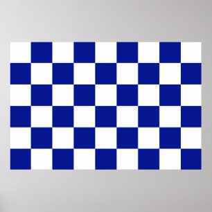 Póster Padrão Real Azul e Branco Verificado