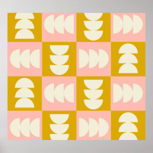 Poster Padrão Retroativo Moderno do Século Médio Geométri