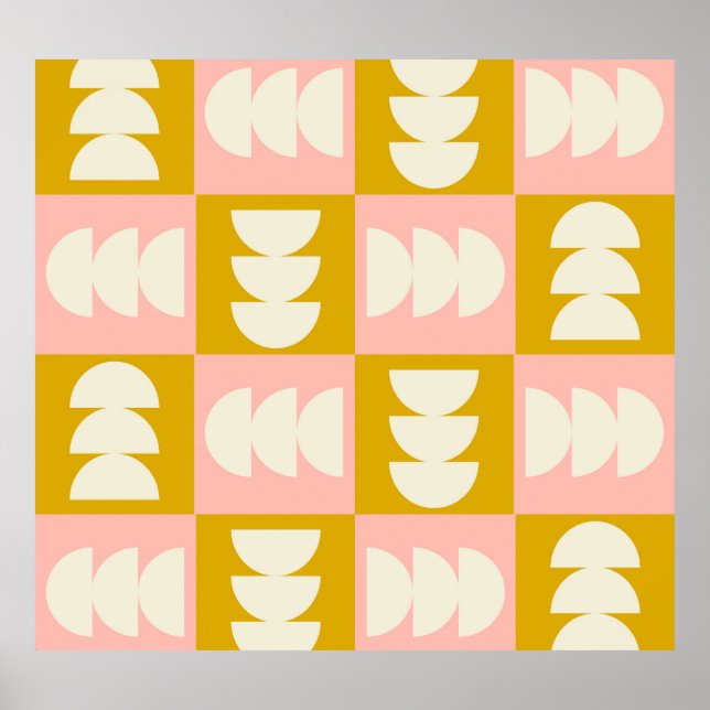 Poster Padrão Retroativo Moderno do Século Médio Geométri (Frente)