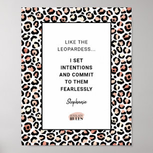 Poster Padrão Rosa de Leopard Dourado de Cota Motivacion