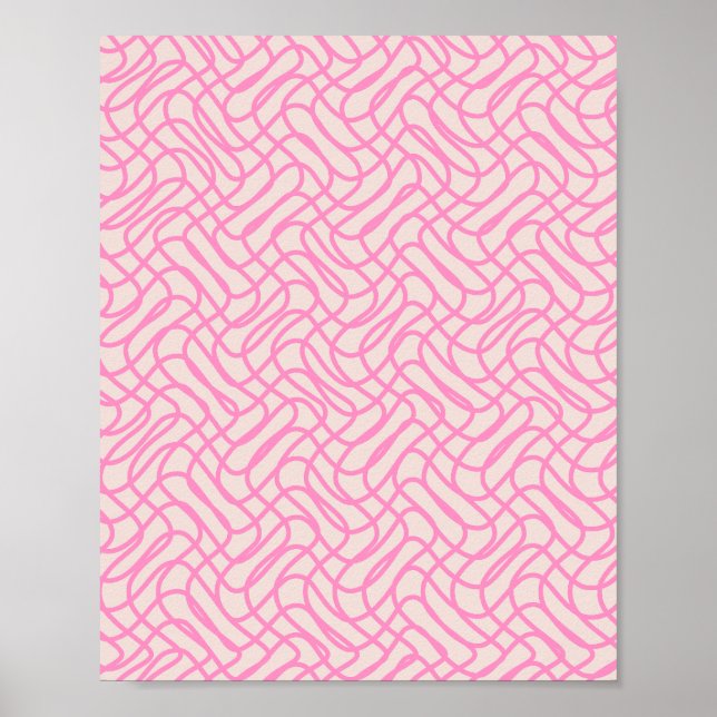 Poster Padrão rosa de pré-disquete de linha abstrato (Frente)