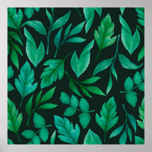 Poster Padrão sem costura aquarela com tinta manual azul