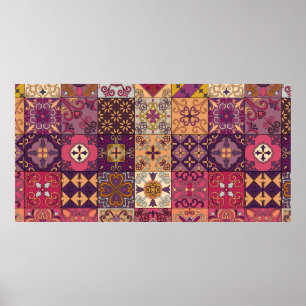 Poster Padrão sem costura com azulejos portugueses em tal
