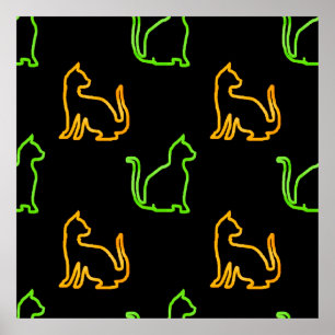 Poster Padrão sem costura com catsabstrato,animal,arte,ar