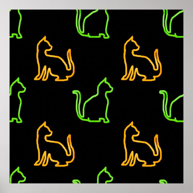 Poster Padrão sem costura com catsabstrato,animal,arte,ar (Frente)