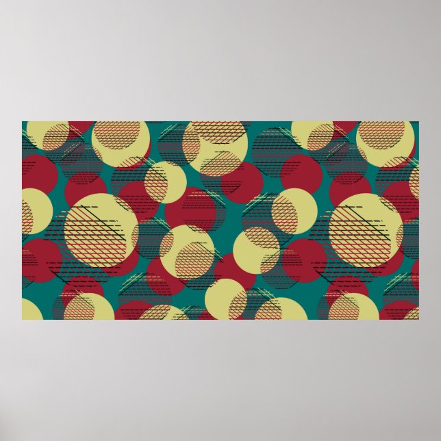 Poster Padrão sem costura com círculos e linhas. (Frente)