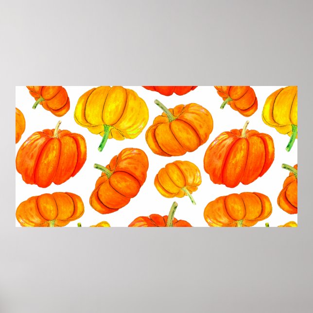 Poster Padrão sem costura com cor d'água desenhada à mão  (Frente)