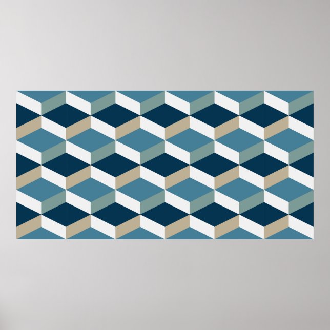 Poster Padrão sem costura com cubos (Frente)