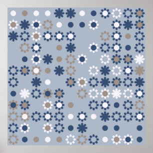 Poster Padrão sem costura com elementos coloridos, vintag