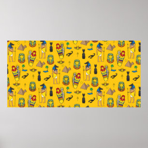 Poster Padrão sem costura com elementos egípcios, como um