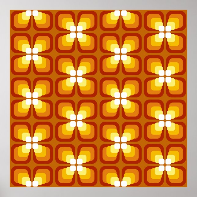 Poster Padrão sem costura com elementos florais de abstra (Frente)