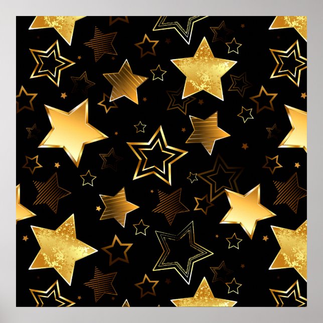 Poster Padrão sem costura com estrelas de Ouro (Frente)