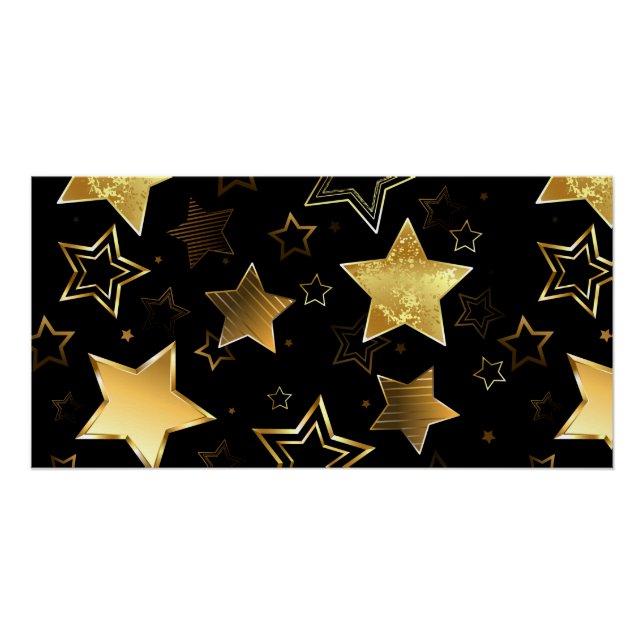 Póster Padrão sem costura com estrelas de Ouro (Frente)