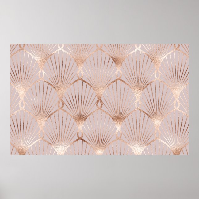 Poster Padrão sem costura com formas de folhas douradas (Frente)