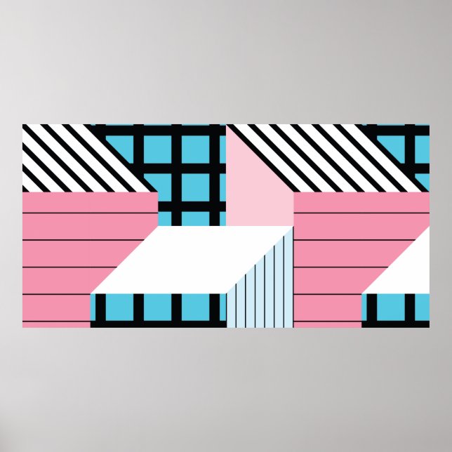 Poster Padrão sem costura com formas geométricas de abstr (Frente)