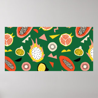 Poster Padrão sem costura com frutas tropicais