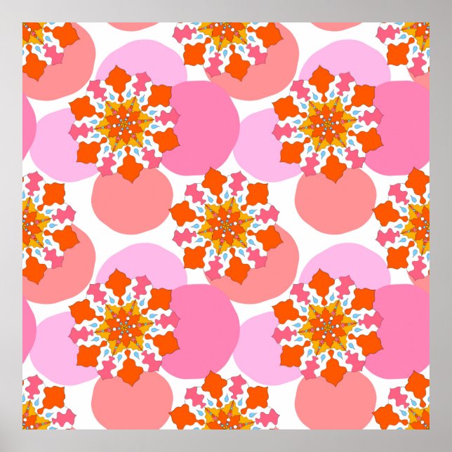 Poster Padrão sem costura com mandalas coloridas. Bright  (Frente)