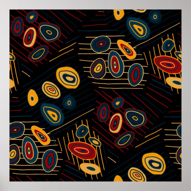 Poster Padrão sem costura com rabiscos abstrato modernos. (Frente)