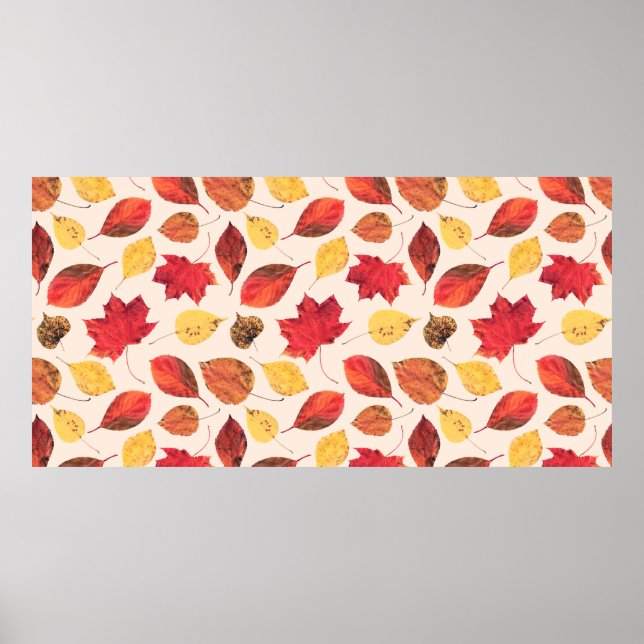 Poster Padrão sem costura criado de folhas isoladas reais (Frente)